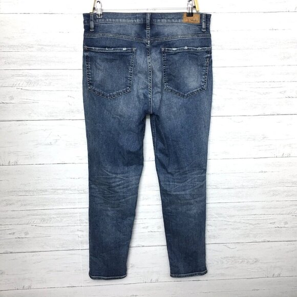 Express Women's Girlfriend Jeans High Rise Stretch Distressed size 10 length 29" - Picture 2 of 9